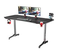 sogesfurniture Mesa de Juegos para Computadora, 160x70cm Mesa Escritorio Grande para PC Mesa Gaming con Portavasos y Gancho para Auriculares, Alfombrilla de ratón para Gaming, BHEU-NE-1675