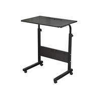 sogesfurniture Mesa Portátil Ordenador Ajustable con Ruedas, 60 * 40cm Sofá Mesa Mesas de Centro, con Ranura para Tableta, Negro 05#3-60BK-BH