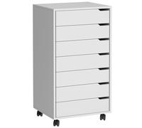 sogesfurniture Rolcontainer, archivador con 7 cajones, armario de escritorio, armario de cajones, cómoda, armario de almacenamiento, armario multifuncional para despacho, oficina, blanco