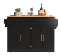 SogesGame Kitchen Island - Carro de almacenamiento de cocina móvil con tablero plegable, 120 x 46 (70) x 91 cm, ideal para cocina, comedor (negro)
