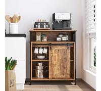 SogesHome Buffets Armario de Cocina con Puerta Corredera Aparador con 3 Compartimentos Abiertos para Almacenamiento para Cocinas Salón Vintage, 70 x 30 x 80 cm