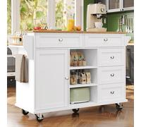 SogesHome Carrito de cocina móvil con 5 cajones, 5 compartimentos con puerta, armario de almacenamiento con ruedas para comedor, cocina, cocina privada y comercial, 134 x 46 x 92 cm