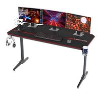 SogesHome Escritorio de Juego de 140 * 60 cm Escritorio de computadora en Forma de Z Mesas de Juego para computadora Mesa de Escritorio con Alfombrilla de ratón Grande, ST-140BK-SH
