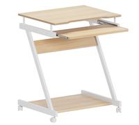 SogesHome Escritorio pequeño para Ordenador con 4 Ruedas, 2 de Ellas con Frenos, Mesa de Ordenador en Forma de Z con Bandeja para Teclado para casa y Oficina, 60 x 48 cm