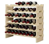 SogesHome Estante Modular de Vino de 6 Niveles y 48 Botellas Apilable Estante de exhibición de Vino de Madera, Estante de Almacenamiento de Vino Independiente y sobre encimera, SH-BY-WS6848M