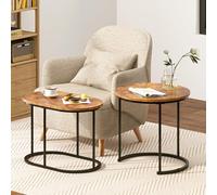 SogesHome Juego de 2 mesas auxiliares para salón Mesa Auxiliar Mesa de salón mesita de Noche Mesa de Planta con Estructura de Metal, fácil Montaje