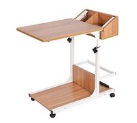 SogesHome Mesa Auxiliar para Ordenador Altura Ajustable Mesa de sofá Mesa de Aseo con Ruedas con Estante Caja de Almacenamiento para el hogar