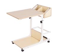 SogesHome Mesa Auxiliar para Ordenador Altura Ajustable Mesa de sofá Mesa de Aseo con Ruedas con Estante Caja de Almacenamiento para el hogar