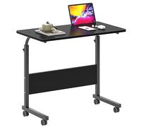 SogesHome Mesa Auxiliar Regulable Mesa Ajustable con Ruedas Escritorio para Ordenador Portátil con Ranura para Tablet y Móvil Cama, Sofá, Lectura y Teletrabajo 80 x 40 cm