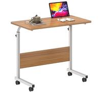 SogesHome Mesa Auxiliar Regulable Mesa Ajustable con Ruedas Escritorio para Ordenador Portátil con Ranura para Tablet y Móvil Cama, Sofá, Lectura y Teletrabajo 80 x 40 cm
