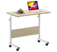SogesHome Mesa Auxiliar Regulable Mesa Ajustable con Ruedas Escritorio para Ordenador Portátil con Ranura para Tablet y Móvil Cama, Sofá, Lectura y Teletrabajo 80 x 40 cm