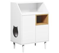 SogesHome Mesa consola armario auxiliar aparador como casa de gatos, cuevas para gatos, con estante, puertas y cueva para gatos, 62,5 x 40 cm