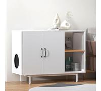 SogesHome Mesa consola armario auxiliar aparador cómoda como casa para gatos cuevas con estante puertas y cueva para gatos
