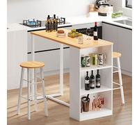 SogesHome Mesa de Comedor con Estante de Almacenamiento de 3 Niveles, Mesa de café con Espacio de Almacenamiento, Mesa de Descanso, 120 x 55 x 100 cm,SH-GCBG1022-NWW