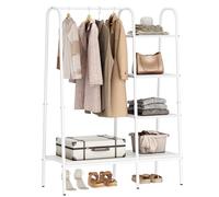 SogesHome Perchero de pie para ropa con compartimentos de almacenamiento para dormitorio entrada Percheros de pasillo Estante para ropa o perchero