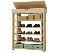 SogesHome Zapatero de Madera con Estantes Abiertos y Tapa Superior, Estantería para Zapatos de 5 Niveles de Gran Capacidad, Mueble Organizador de Zapatero para Entrada, 75 x 30 x 94 cm