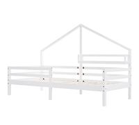 SogesPower Cama Infantil Blanca de 90 x 200 cm con Valla de Seguridad y Estante de 3 Niveles, Madera de Pino con certificación de sustancias nocivas, Cama multifunción con Espacio de Almacenamiento