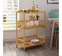 SogesPower Carrito de Almacenamiento de 4 Niveles, Carrito de Cocina de bambú, Carrito de Almacenamiento con Ruedas