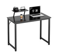 SogesPower Escritorio pequeño con estante, 80 x 40 x 74 cm, mesa de ordenador compacta, mesa de ordenador, oficina en casa, estructura de metal, color negro