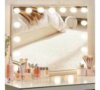 SogesPower Espejo de maquillaje luminoso Hollywood, colocación libre/pared | 3 tonos (3000K/4500K/6500K) | USB + memoria | espejo 4 mm sin cobre | lente 5X | soporte hierro 10kg