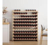 SogesPower Estante de Madera para Vino, Estante de Madera con Ranuras de 10 Niveles, Con Capacidad para 100 Botellas de Vino, Estante Expositor de Vino, para Bodega, Cocina, Tamaño: 110 x 35 x 116.5cm