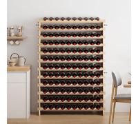 SogesPower Estante de Madera para Vino, Estante de Madera con Ranuras de 12 Niveles, con Capacidad para 120 Botellas de Vino, Estante Expositor de Vino, para Bodega, Cocina, Tamaño: 110 x 35 x 140cm