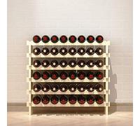 SogesPower Estante de Madera para Vino, Estante de Madera con Ranuras de 6 Niveles, con Capacidad para 48 Botellas de Vino, Estante Expositor de Vino, para Bodega, Cocina, Tamaño: 90 x 30 x 81cm