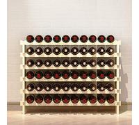 SogesPower Estante de Madera para Vino, Estante de Madera con Ranuras de 6 Niveles, con Capacidad para 60 Botellas de Vino, Estante Expositor de Vino, para Bodega, Cocina, Tamaño: 110 x 30 x 80.5cm
