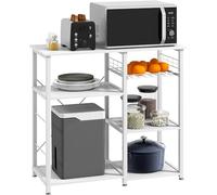 SogesPower Estante para Cocina con Estante de Almacenamiento y Ganchos Laterales, Soporte para microondas, Organizador de Utilidad, Estante de 3 Niveles, Cocina, Sala de Estar y Pasillo, Color Blanco