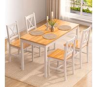 SogesPower Juego de Comedor para 4 Personas, Mesa de Comedor con 4 Sillas, Juego de Mesa de Cocina de Madera, Mesa de Comedor y Sillas, Juego de Muebles de Ahorro de Espacio para Cocina y Sala