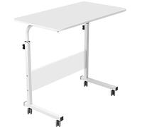 SogesPower Mesa Auxiliar, Mesa Auxiliar Pequeña, con 4 Ruedas giratorias, Altura Ajustable, Escritorio de Ordenador en Forma de C, Tamaño: 80*40*(71-90) CM