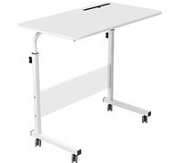 SogesPower Mesa Auxiliar, Mesa Auxiliar Pequeña, con 4 Ruedas giratorias, Altura Ajustable, Escritorio de Ordenador en Forma de C, con Soporte para Tableta, Tamaño: 80 * 40*(71-90) cm