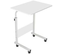 SogesPower Mesa Auxiliar, Mesa Auxiliar Pequeña, con 4 Ruedas giratorias, Altura Ajustable, Escritorio de Ordenador en Forma de C, Tamaño: 60*40*(71-90) CM