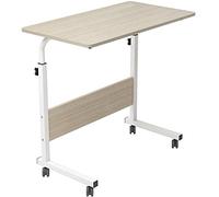 SogesPower Mesa Auxiliar, Mesa Auxiliar Pequeña, con 4 Ruedas giratorias, Altura Ajustable, Escritorio de Ordenador en Forma de C, Tamaño: 80*40*(71-90) CM