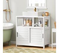 SogesPower Mueble bajo lavabo blanco con puertas y estantes, armario bajo lavabo para lavabo 60 x 30 x 60 cm, mueble de baño para baño
