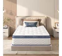SogesSleep Colchón individual, híbrido de 10 pulgadas en una caja con espuma viscoelástica de gel, colchón de firmeza media para alivio de presión, soporte de borde fuerte, tela gofre, patrón ondulado