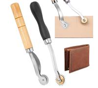 SOGHO 2 ruedas de patrón de corte, ruedas de copia, herramienta de costura, rueda de aguja, ruedas de patrón de corte con mango de madera, rueda de persecución dentada con mango de madera para