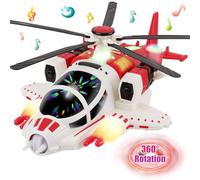 Sognotoy Helicóptero De Juguete para Niños Pequeños, Helicóptero De Avión, Helicóptero De Hélice con Voz,Luz, Libertad De 360° y Evitación Automática De Obstáculos (Red)