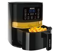 SOGO 10820 Freidora sin Aceite 4 L con visor de interior, 6 programas, recetario, 100-200°C, pantalla LED táctil, temporizador, 1600 W Air Fryer, negro, sin PFOA ni BPA (8425490137630)