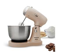 SOGO Amasadora Repostería 3 en 1 SS-14506 | Batidora Mezcladora con Bol Giratorio de Acero Inoxidable 3,2L | 5 Velocidades | Varillas y Ganchos para Amasar | Motor 350W | Color Beige