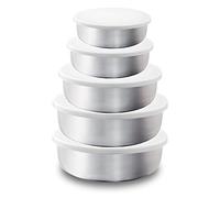 SOGO Bol ensaladera de cocina en acero inoxidable grado alimenticio con tapas, juego apilable de 5, cuentos de 200ml a 1300ml, sin BPA, gris (SS-17315)