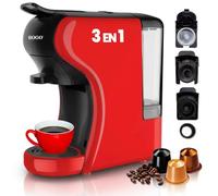 SOGO Cafetera Cápsulas 3 en 1 Compatible con Nespresso Dolce Gusto y Starbucks - Máquina de Café Compacta para Monodosis y Té - Cafetera Multicápsulas con 19 Bares de Presión Color Rojo