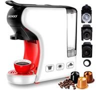 SOGO CAFETERA EXPRESO 3 EN 1 | Adaptadores para Cápsulas NESPRESSO®, DOLCE GUSTO®, STARBUCKS® | Café Molido, Monodosis, Té | Presión de 19 Bar | Tamaño Compacto (SS-5675) (Blanco)
