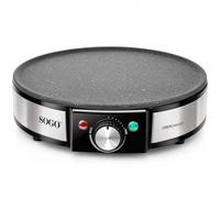 SOGO Crepera Eléctrica Antiadherente 1200W y 30 cm, 5 Niveles de Temperatura, Termostato Ajustable, Sin PFOA, Plancha para Crepes, Tortitas y Pancakes, Ideal para Desayunos, Postres y Cocina en Casa