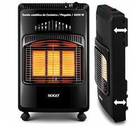 SOGO Estufa de Gas Butano Catalítica de Cerámica 4200W con Triple Sistema de Seguridad - Estufa Catalítica Portátil Plegable con Ruedas - Estufa Catalítica Gas Butano para Interior y Exterior