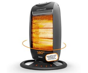 SOGO Estufa Eléctrica Bajo Consumo Giratoria 180 º o Fija - Calefactor con 3 Niveles de Potencia Ajustables - Calefactor Baño, Cocina, Habitación con Asa para Transporte - Estufa Halógena Oscilante