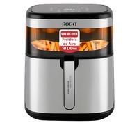 SOGO Freidora de Aire 10L sin Aceite | Air Fryer Digital con Pantalla Táctil LED | 10 Funciones, Ventana de Control, Recetario, Cesta Cerámica Inox y Accesorios Lavables