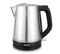 SOGO Hervidor agua electrico inalámbrico 1.7L 2200W acero inoxidable - Calentador de agua electrico rápido y seguro - Hervidor de agua con apagado automático - Tetera electrica sin BPA ideal