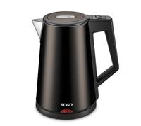 Sogo Hervidor de Agua de Acero Inoxidable 1.7L Negro