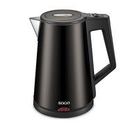 SOGO Hervidor Eléctrico 1,7L 1830W Negro con Función Mantener Caliente 55°C - Hervidor de Agua Acero Inoxidable Cool Touch - Hervido Rápido, Seguro Fácil de Limpiar para Infusiones, Cafés y Biberones